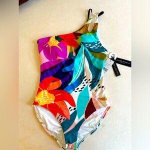 La Blanca Electric Shore one shoulder one-piece swim suit size  22W